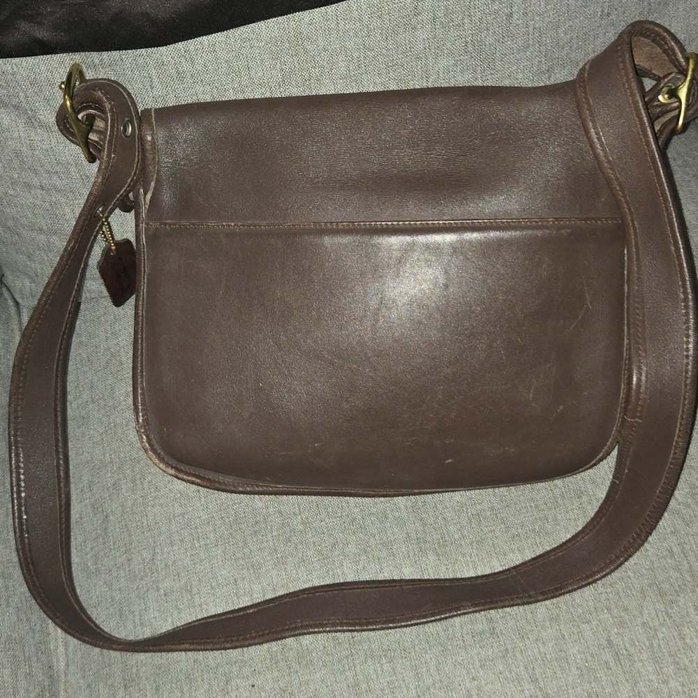 Coach Black Leather Messenger Crossbody with Brass Hardware - Picture 4 of 13